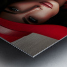 56 Elegant Woman in Red Hat and Scarf Metal print