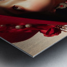 54 Elegant Woman in Red Hat and Scarf Metal print