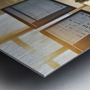 87 Woman working with her back at a desk with two 1718050788.6058 Metal print