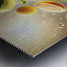 125 citrus slices floating in the air Metal print