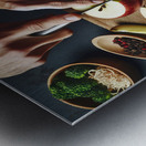 145 Cropped picture of hands cutting apple on cut Metal print