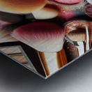 109 Close Up View of Makeup Brushes with a Variet Metal print