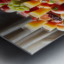 100 A table covered with glasses of juice and ass Metal print