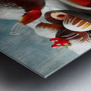 269 Two cups of red tea with cakes and sweets on Metal print