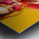 330 Young model in a vibrant colored suit eating Metal print