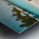 353 Bag with straw hat on the white sand on the t Metal print