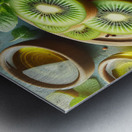 404 green slices of kiwi . background or wallpape Metal print