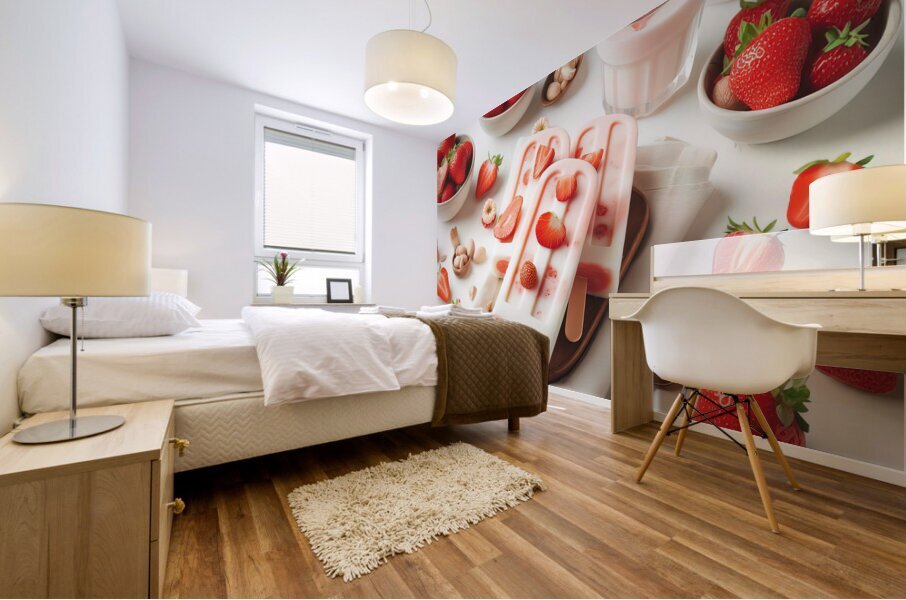 Strawberry pineapple ice cream 13 Mural print