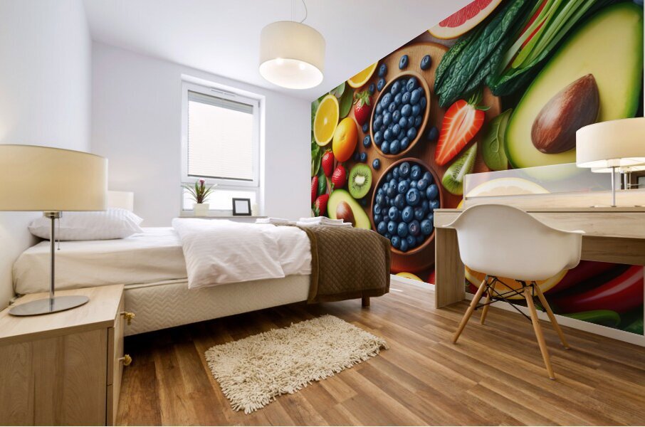 Health food for fitness concept with fruit vegeta Mural print