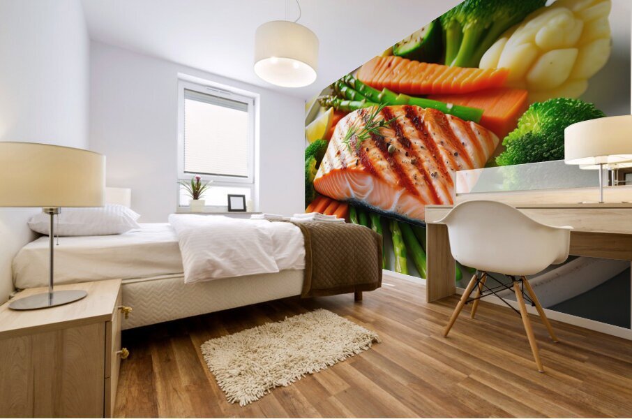 Norwegian salmon salmon with vegetables salmon wi Mural print