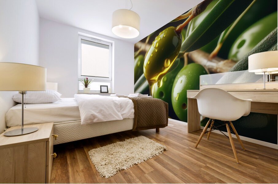 Olive oil on branch food 3 Mural print
