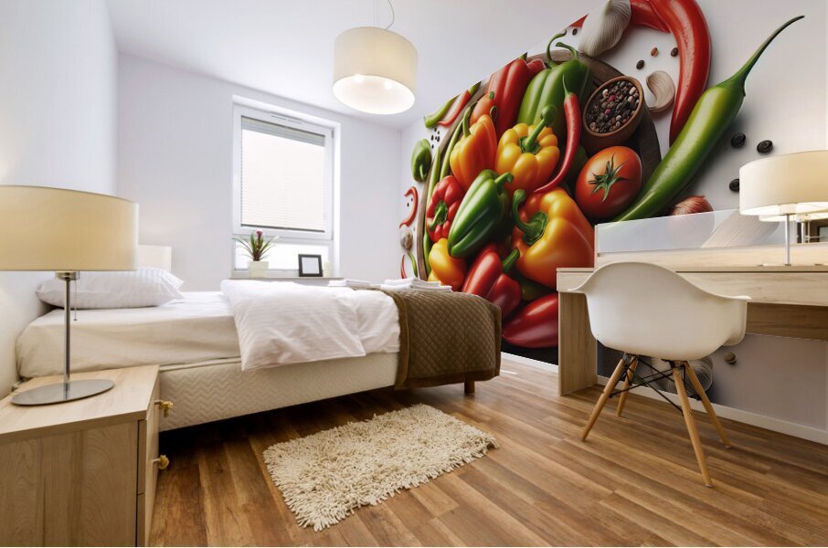 Red green yellow peppers food 29 Mural print