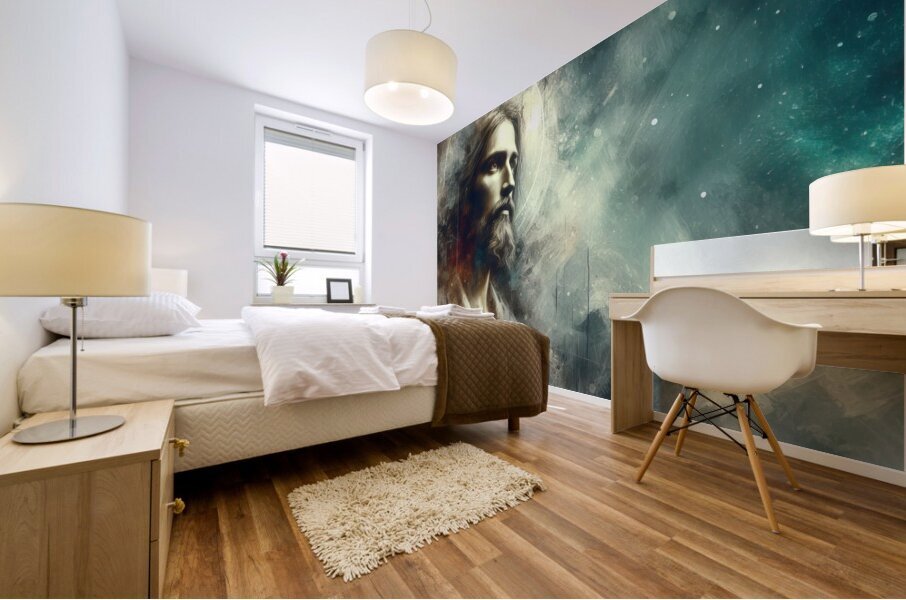 31 Portrait of Jesus Christ on abstract grunge ba Mural print