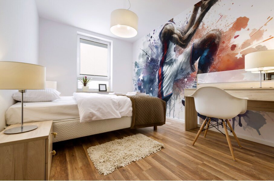 89 Basketball player in watercolor Mural print