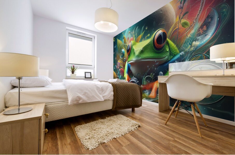 124 Creative natural background with a green frog Mural print