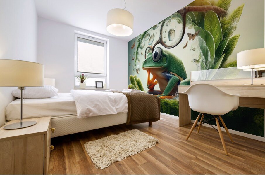 119 Creative natural background with a green frog Mural print