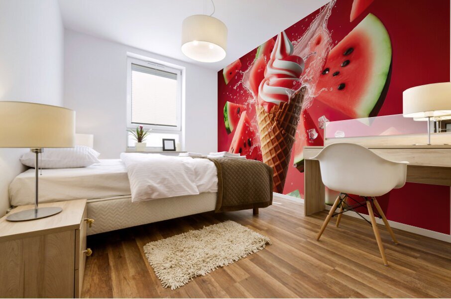 Strawberry ice cream chocolate vanilla various ic 1717277198.7794 Mural print