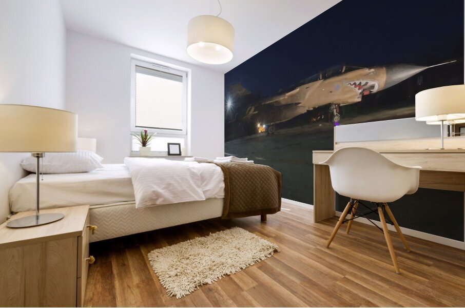 Watercolor tornado fighter plane Mural print