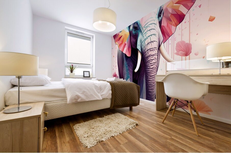 floral elephant Mural print