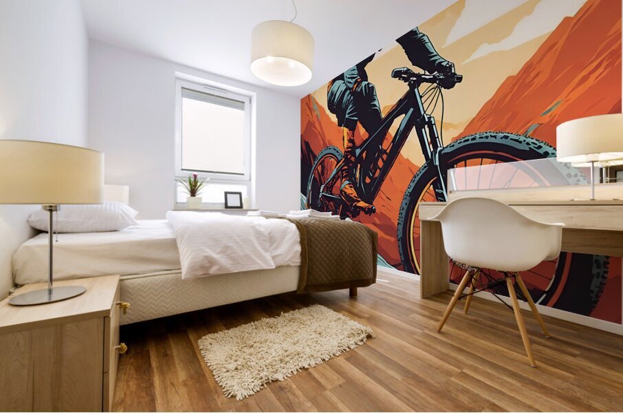 I descend on a vintage mtb Mural print