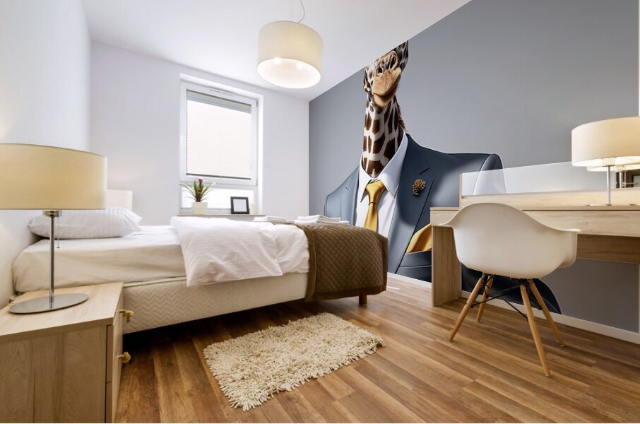 giraffe in suit Mural print