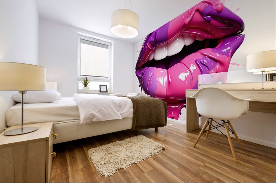 Lips and fluids Mural print