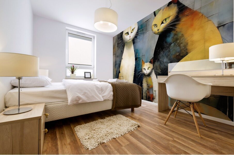 cat family Mural print
