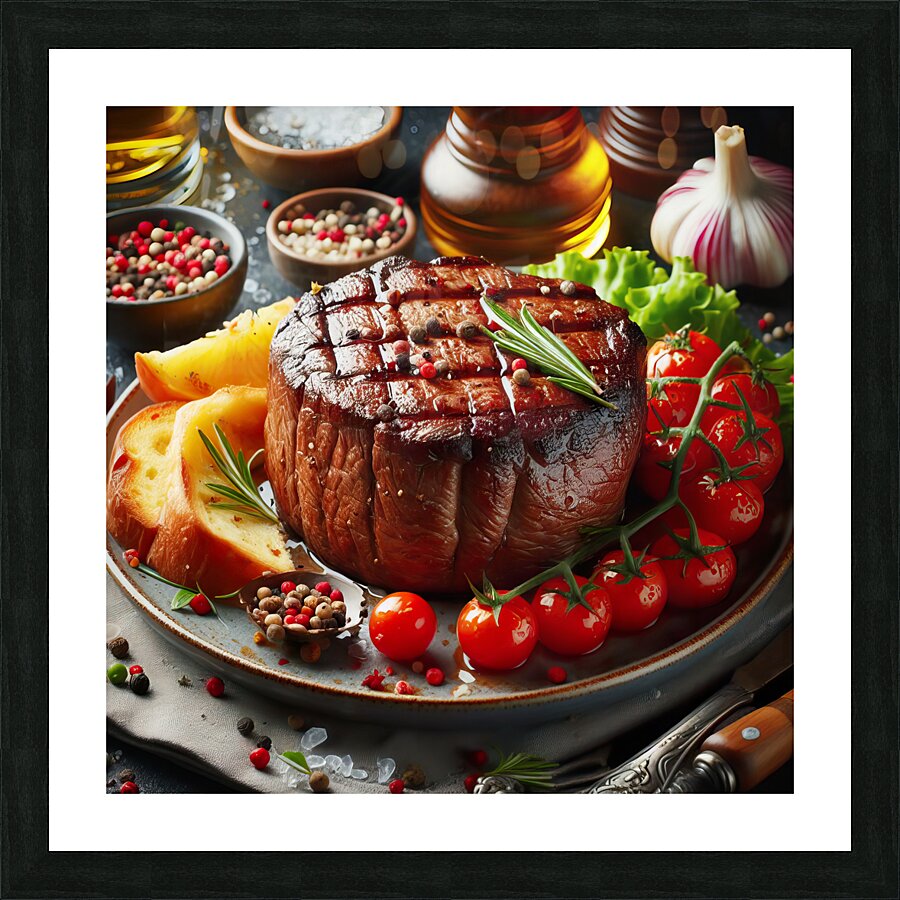Beef fillet with vegetable garnish 5 Picture Frame print