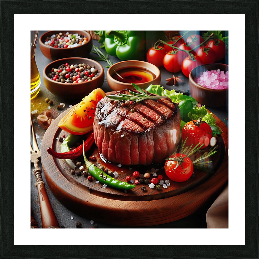 Beef fillet with vegetable garnish 4 Picture Frame print
