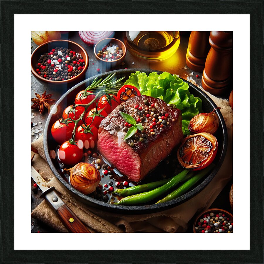 Beef fillet with vegetable garnish 1 Picture Frame print