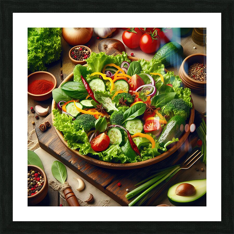 Healthy and natural onion tomato lettuce salad 8. Picture Frame print