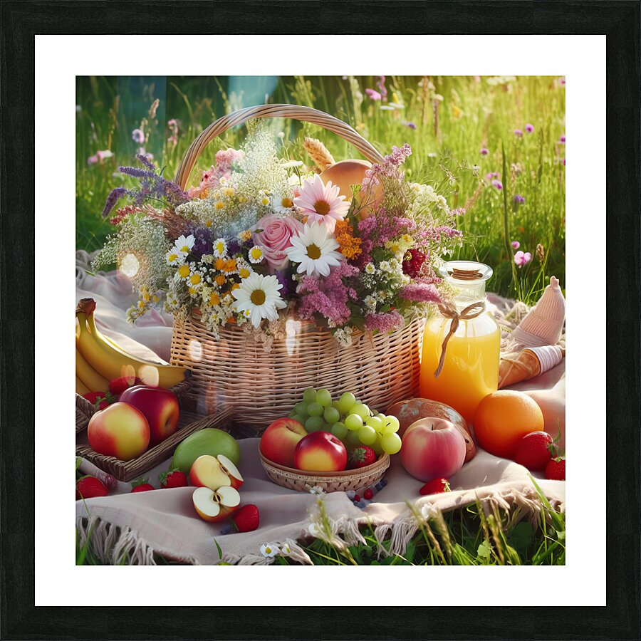 picnic basket in the countryside 8 Picture Frame print