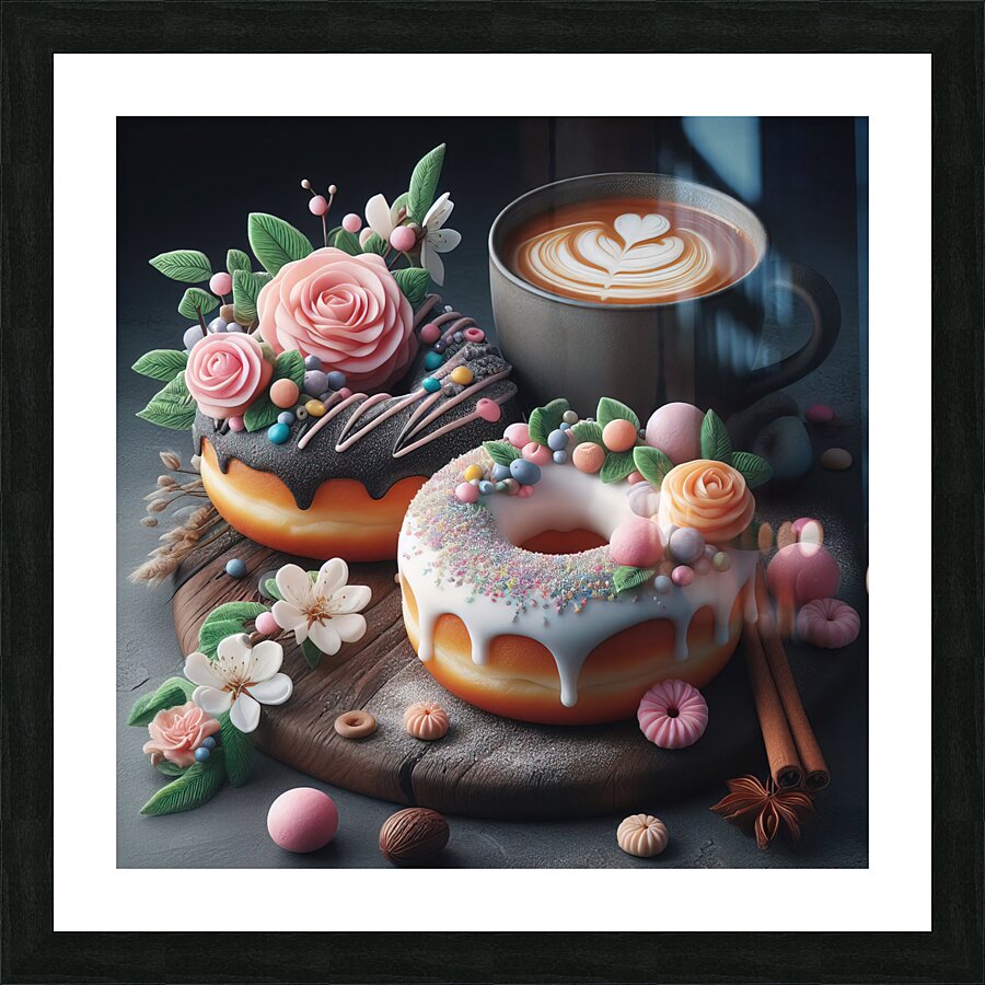 Donuts decorated with topping pastry decoration 7 Picture Frame print