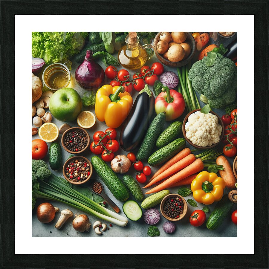 Health food for fitness concept with fruit vegeta 1714505635.5503 Picture Frame print