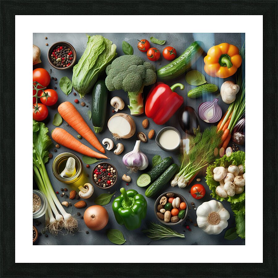 Health food for fitness concept with fruit vegeta Picture Frame print