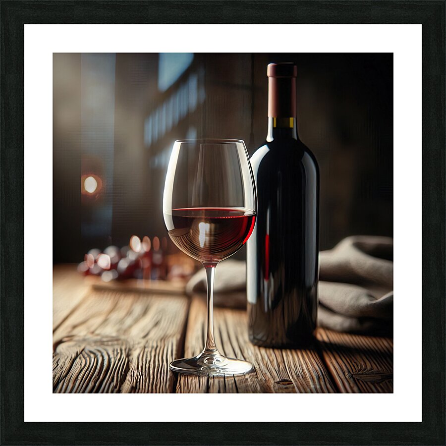 bottle of wine and a full glass 15 Picture Frame print