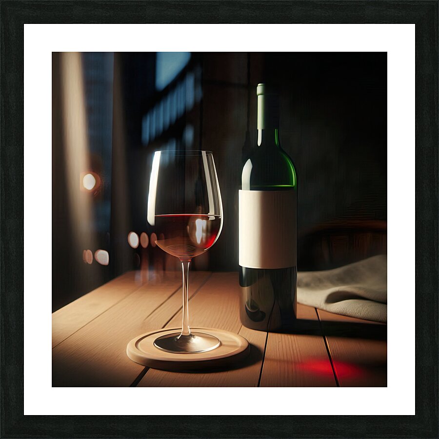 bottle of wine and a full glass 13 Picture Frame print