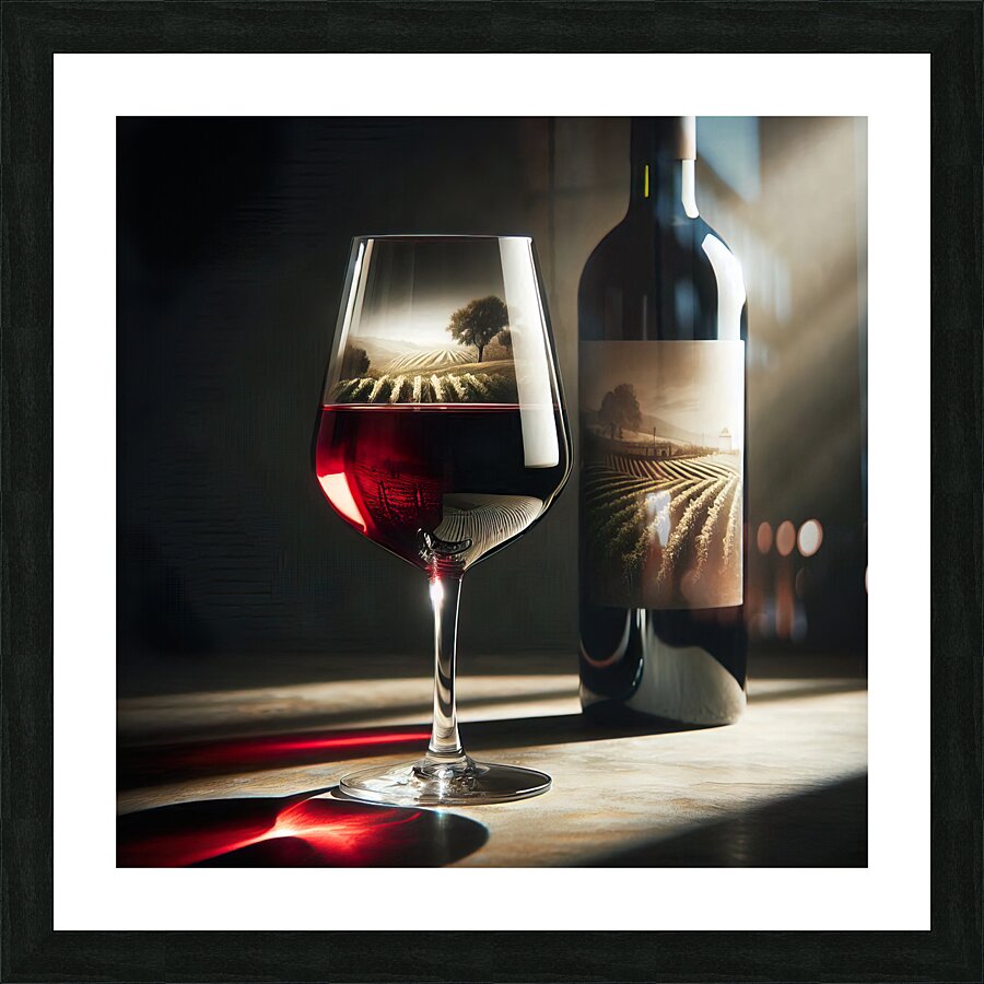 bottle of wine and a full glass 14 Picture Frame print