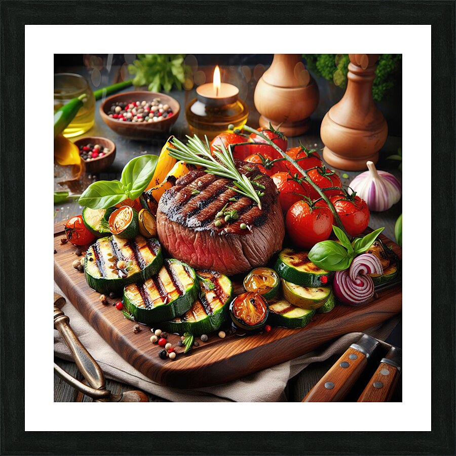 Succulent and juicy portions of grilled steak ser 1715096750.6025 Picture Frame print