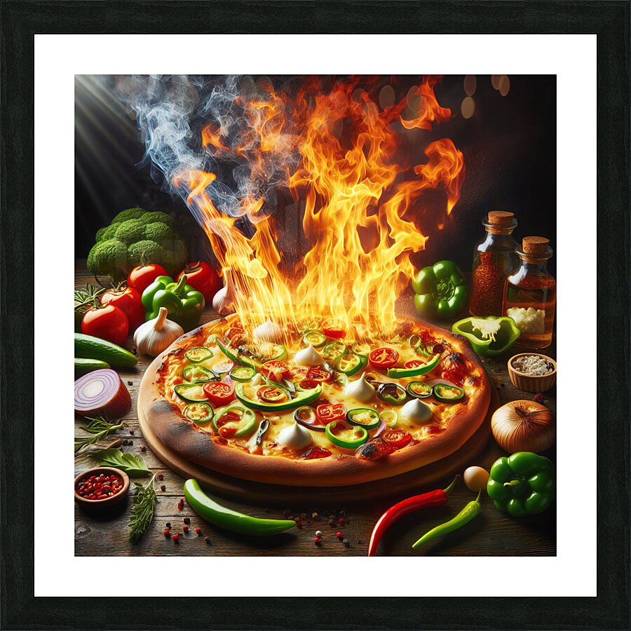 a delicious Italian salami cheese pizza over a wo 1715098754.6157 Picture Frame print