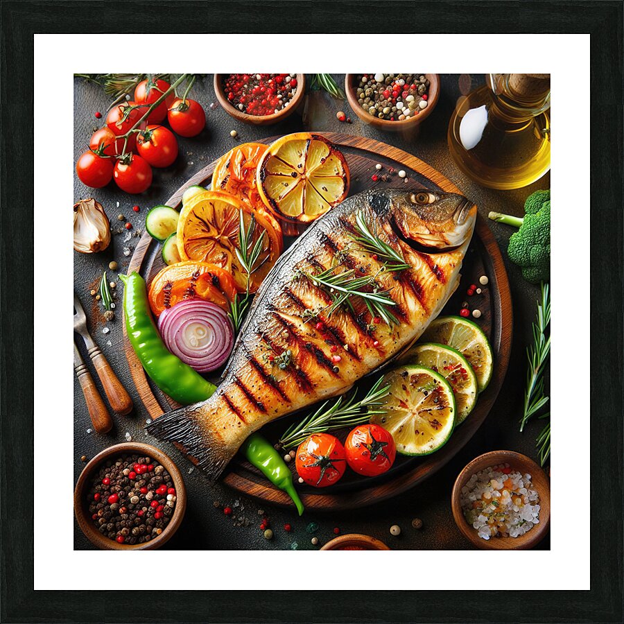 Fish fillet with vegetable garnish healthy diet b 1715272828.1343 Picture Frame print