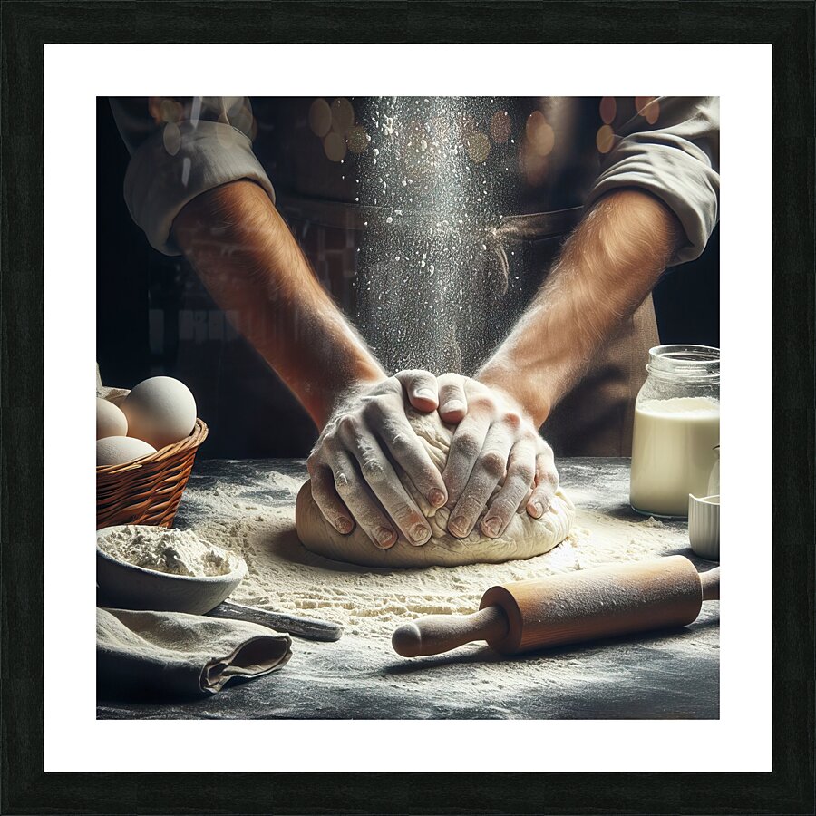 kneading bread 7 Picture Frame print