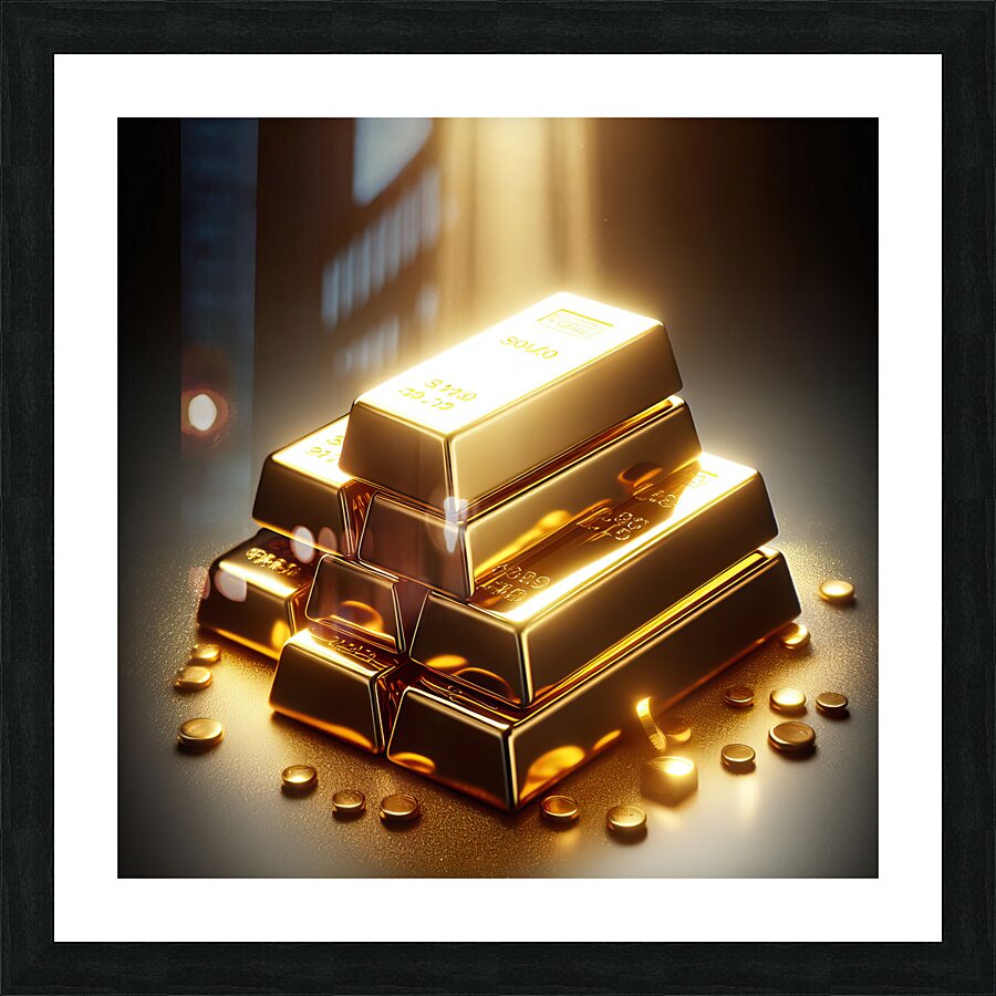 Gold bullion 5 Picture Frame print