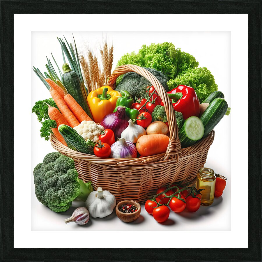 Basket with various fresh vegetables 6 Picture Frame print