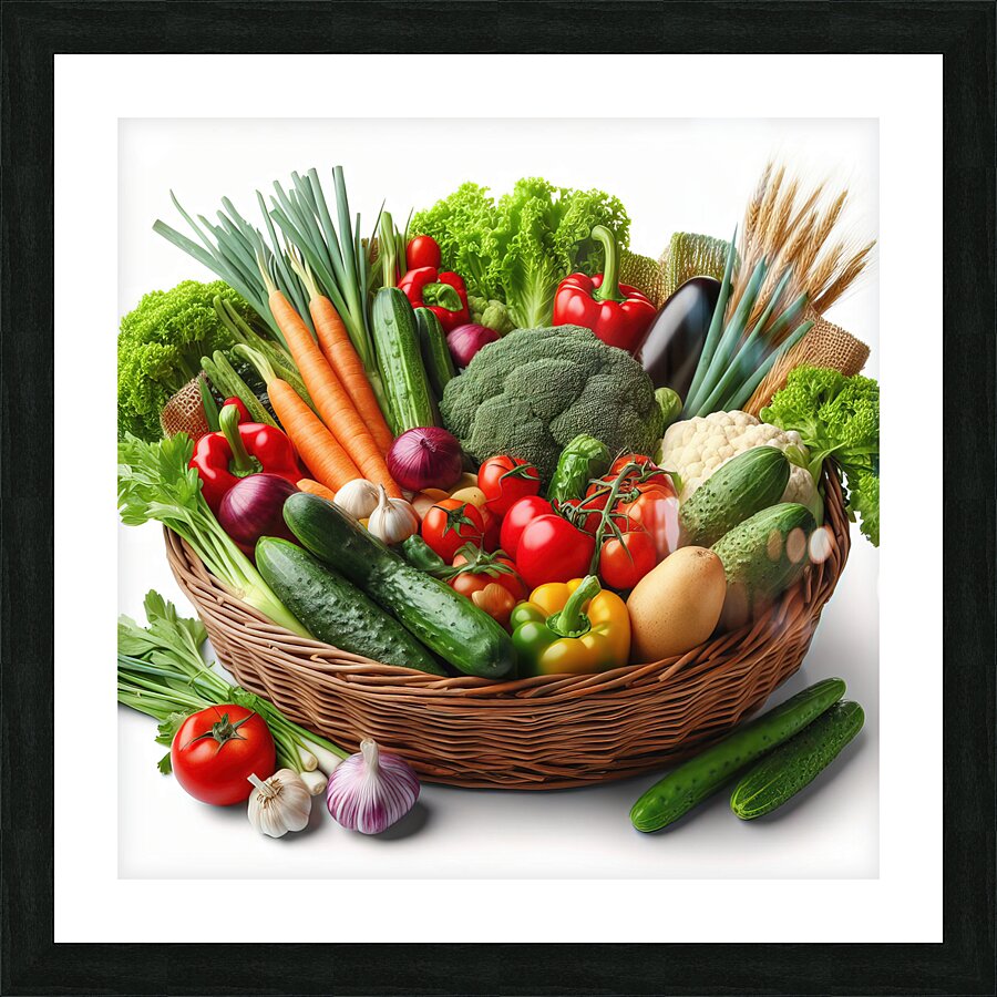 Basket with various fresh vegetables 5 Picture Frame print