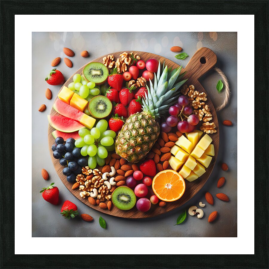 Assorted nuts background. Mix of walnuts almonds Picture Frame print