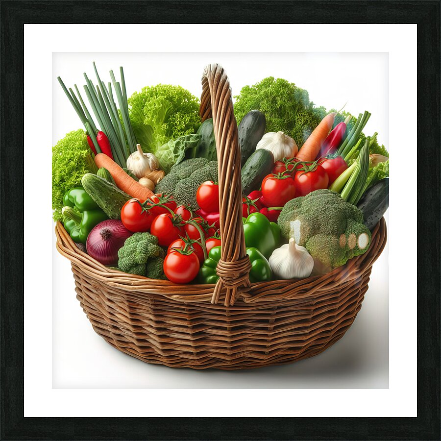 Basket with various fresh vegetables 2 Picture Frame print