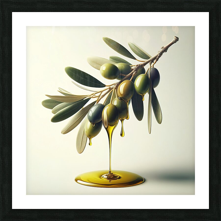 Olive oil on branch food 7 Picture Frame print
