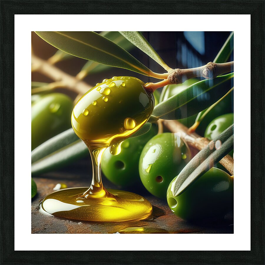 Olive oil on branch food 3 Picture Frame print