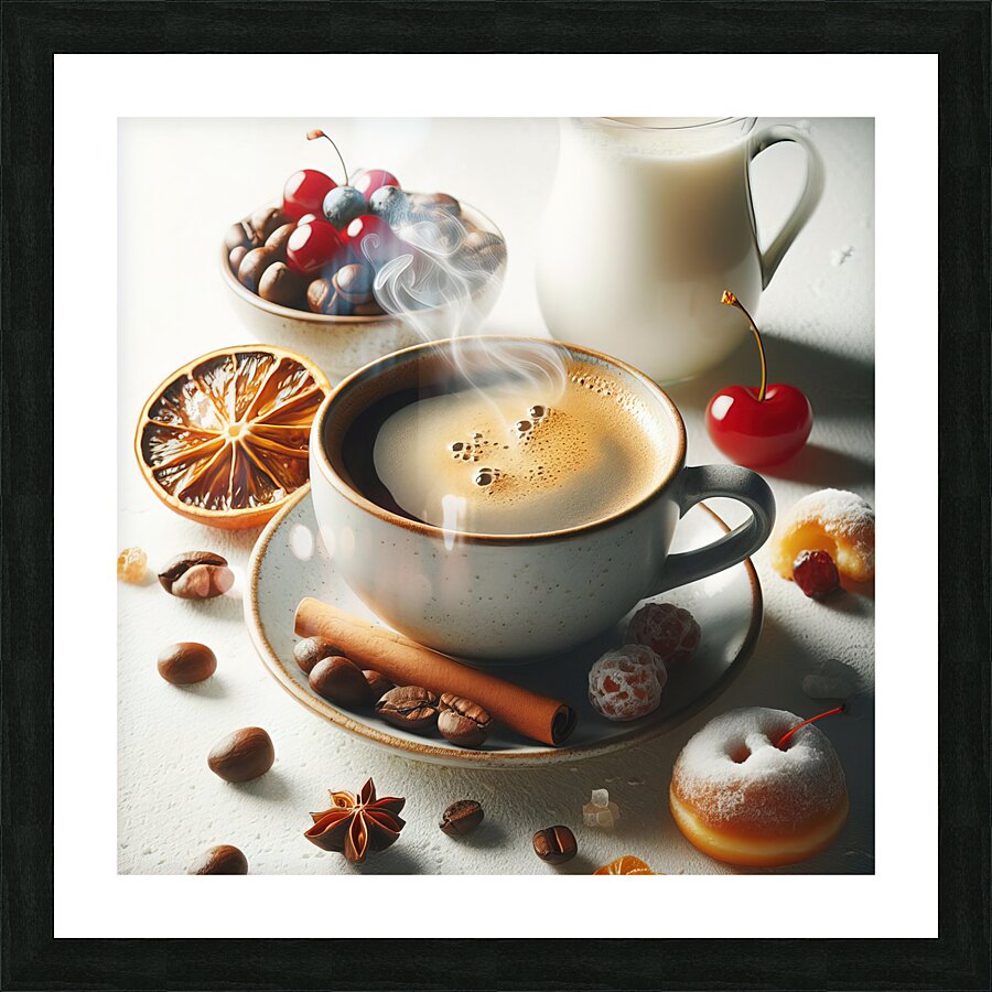 steaming coffee food 13 Picture Frame print